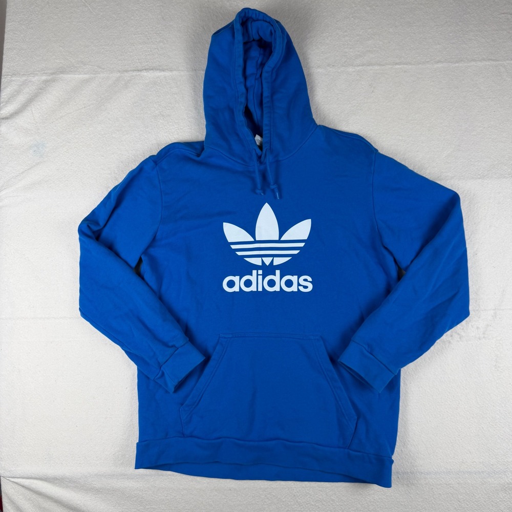 Adidas Originals Trefoil Hoodie Mens Large Royal Blue Pullover Sweatshirt